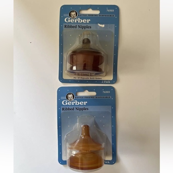 Vintage Gerber 1997 Ribbed Nipples Discontinued Lot Of 2 Packs - Picture 1 of 5